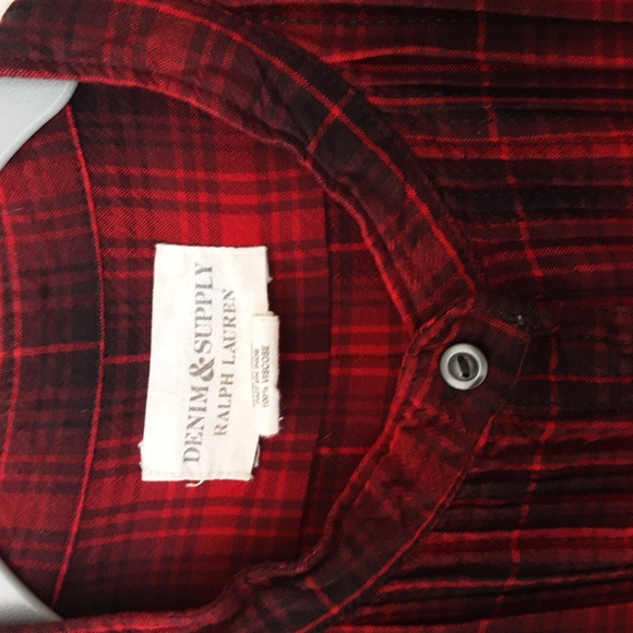 Denim & Supply Ralph Lauren Red Pintuck Plaid Top - Picture 5 of 6